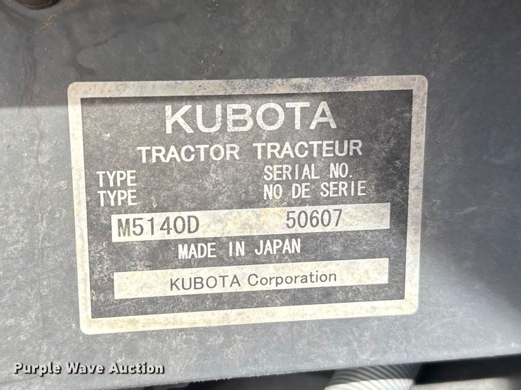 image for item FB7082 Kubota M5140 MFWD tractor