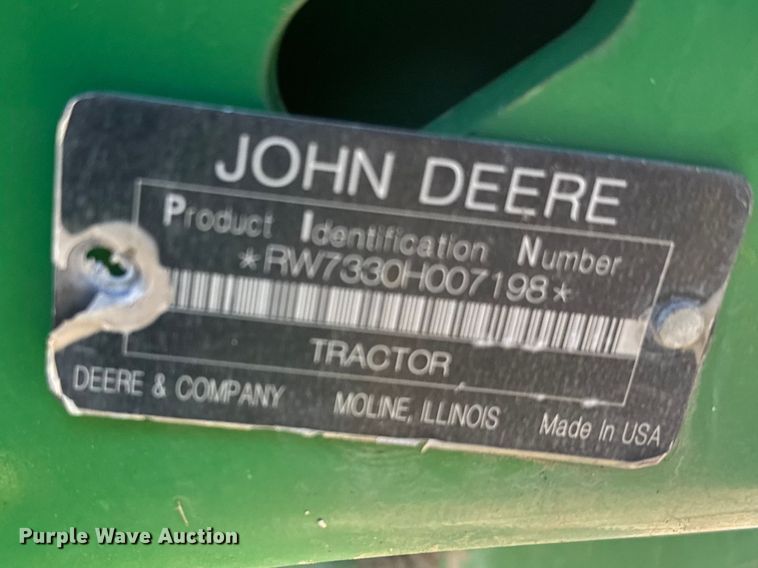 image for item FB7083 2008 John Deere 7330 MFWD tractor