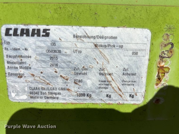 image for item FC2052 2016 Claas 380 L35 pickup head