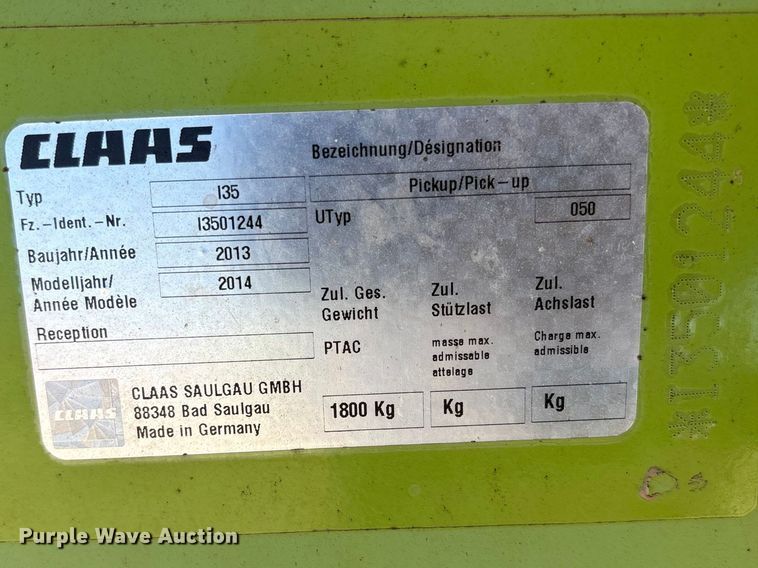 image for item FC2053 2014 Claas 380 L35 380 pick up head