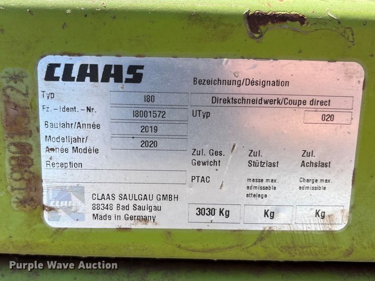 image for item FC2062 2020 Claas 600 L80 rotary forage head