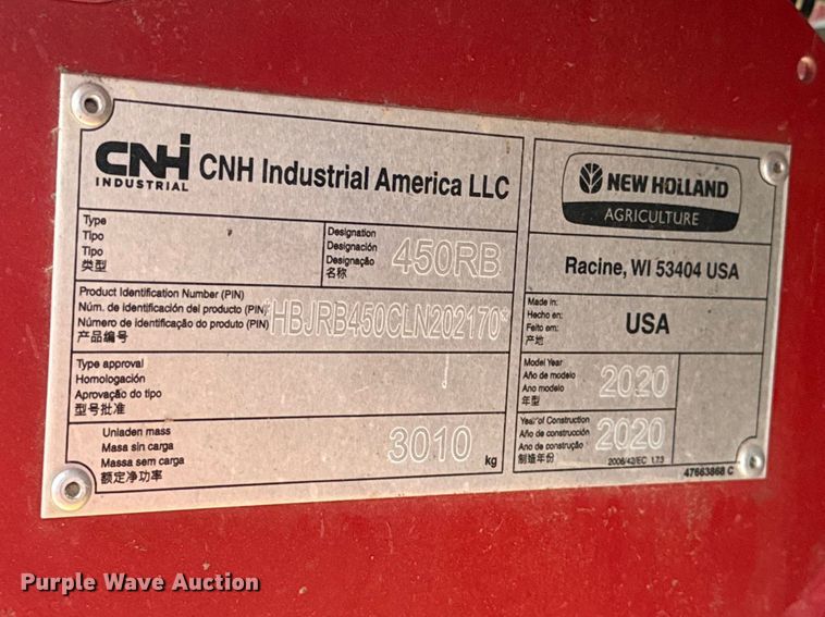 image for item FH6569 2020 New Holland Roll-Belt 450 round baler