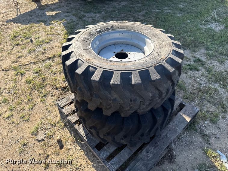 image for item FH6608 (2) Carlisle Trac Chief 15-19.5 tires and wheels