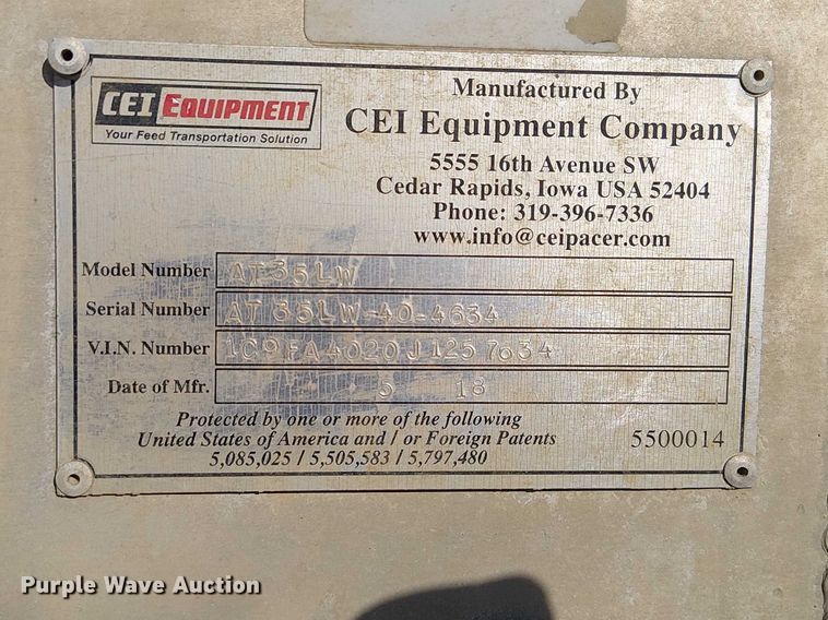 image for item FH7038 2018 CEI AT35LW feed delivery trailer
