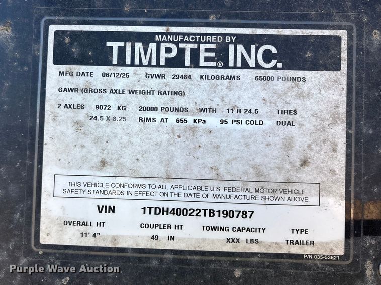 image for item YA2678 2026 Timpte grain trailer
