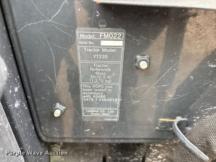 image for item YA2802 2016 Yanmar YT235 MFWD tractor