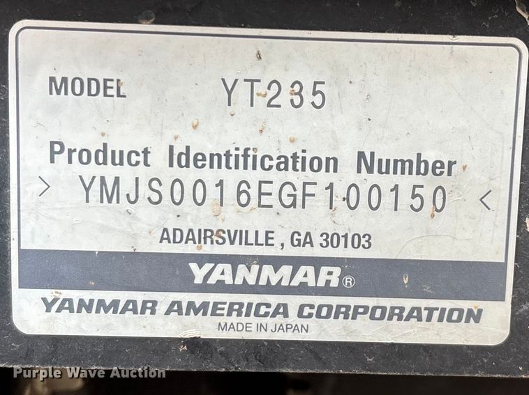 image for item YA2802 2016 Yanmar YT235 MFWD tractor