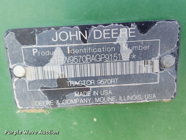 image for item YA3133 2016 John Deere 9570RT tractor