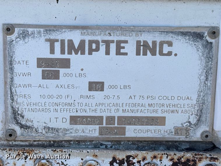 image for item DR1075 1984 Timpte dry van trailer