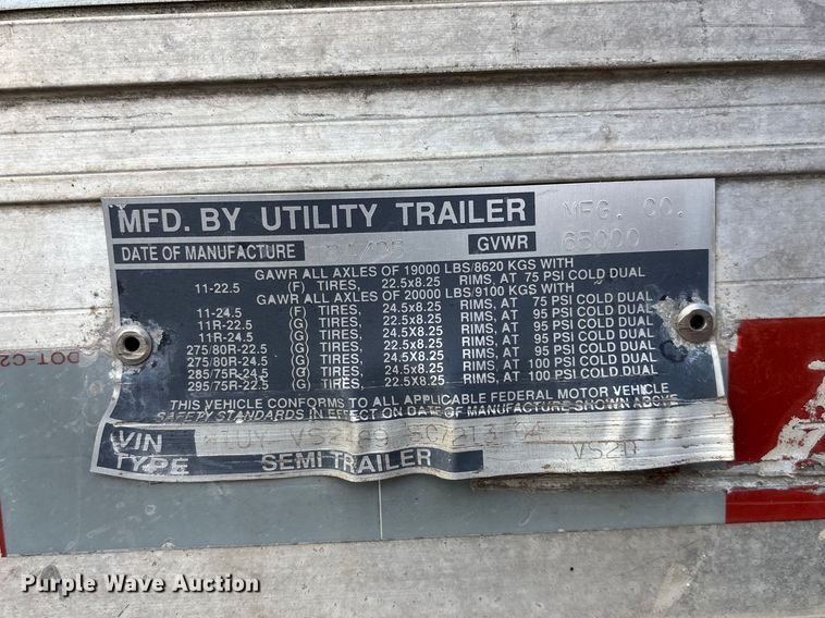 image for item EA4712 1995 Utility VS2D dry van trailer