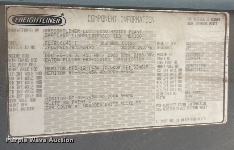 image for item EA7946 2008 Freightliner CL120 semi truck