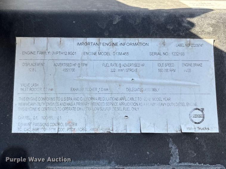 image for item EC8332 2019 Volvo VNR semi truck