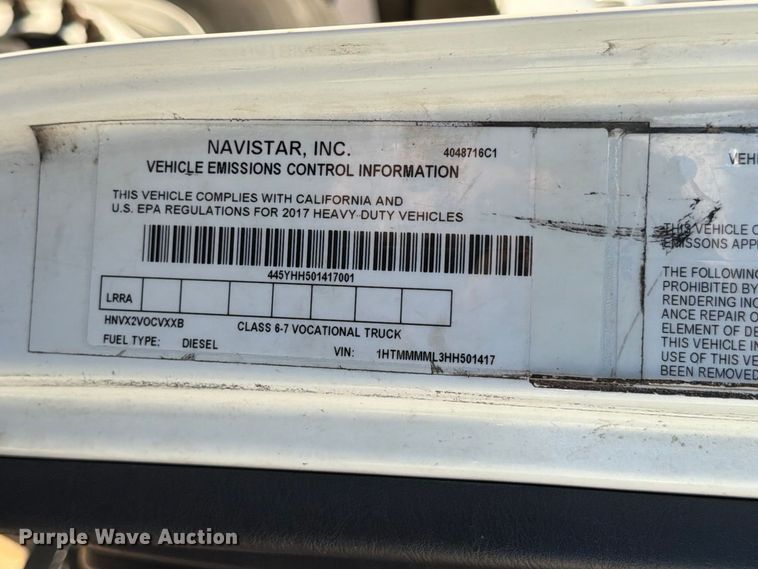 image for item ED5145 2017 International DuraStar 4300 box truck