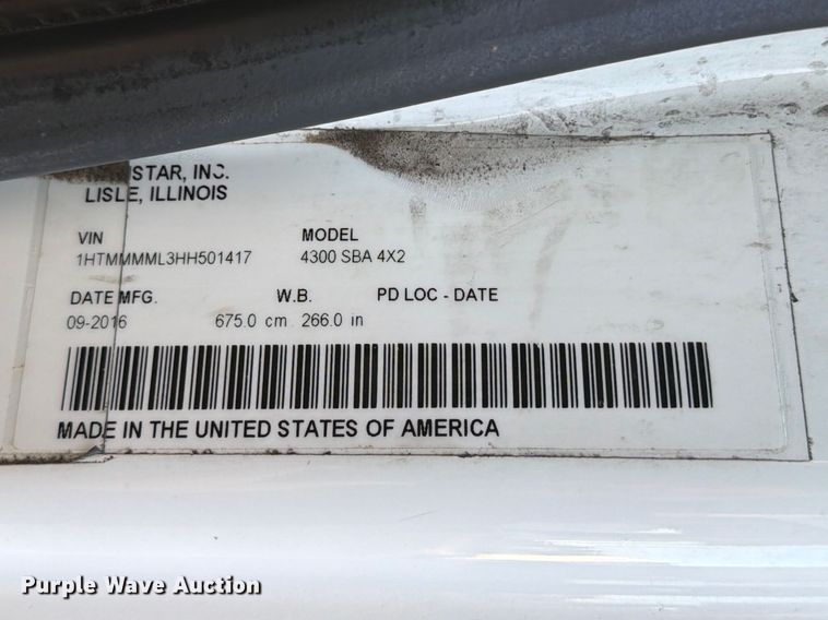 image for item ED5145 2017 International DuraStar 4300 box truck