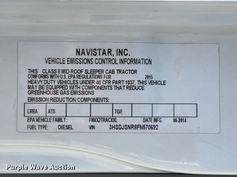 image for item ED5188 2015 International ProStar Plus semi truck