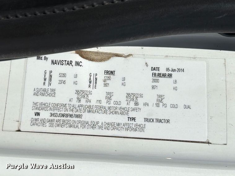 image for item ED5188 2015 International ProStar Plus semi truck