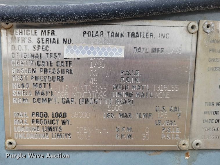 image for item EE0903 1995 Polar tank trailer