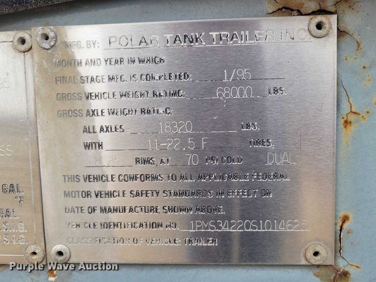 image for item EE0903 1995 Polar tank trailer