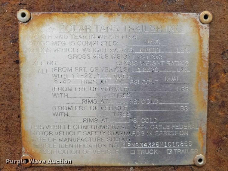 image for item EE0904 1991 Polar tank trailer