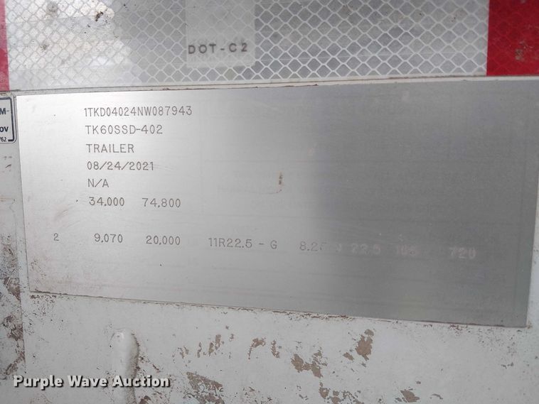 image for item EE5218 2022 Trail King Industries TK60SSD-402 side dump trailer