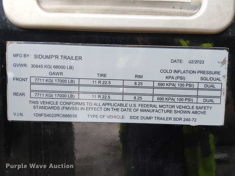 image for item EE5220 2024 SIDUMP'R  SDR 240-72 side dump trailer