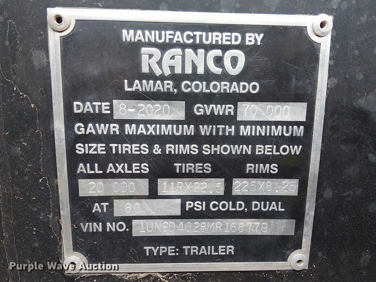image for item EE5223 2021 Ranco side dump trailer