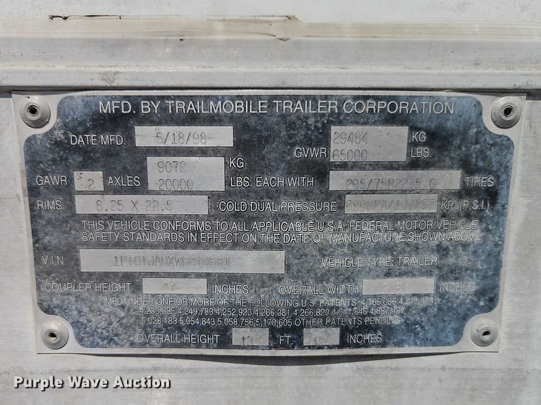 image for item EO7137 1998 Trailmobile dry van trailer