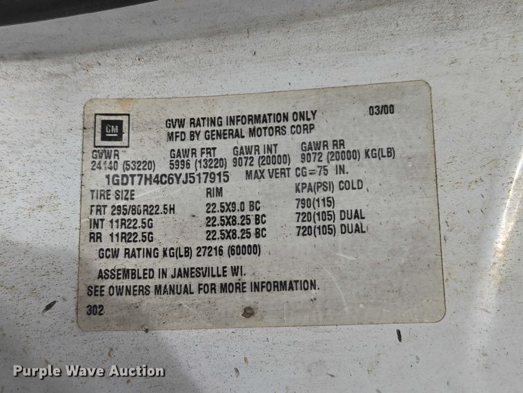 image for item ET5000 2000 GMC C8500 flatbed truck