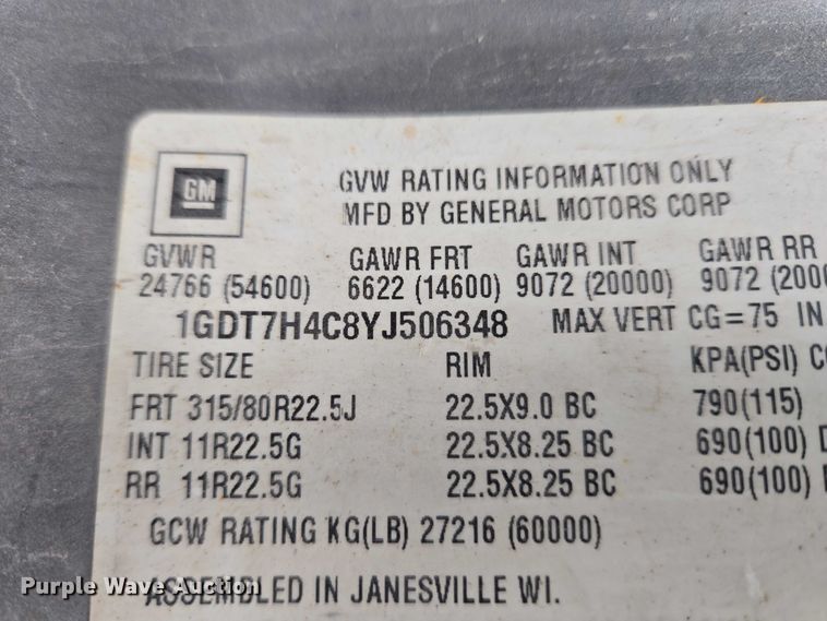 image for item ET5008 2000 GMC C8500 flatbed truck