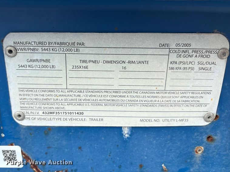 image for item EU0335 2005 Falcon Utility L-MF35 double drop deck trailer