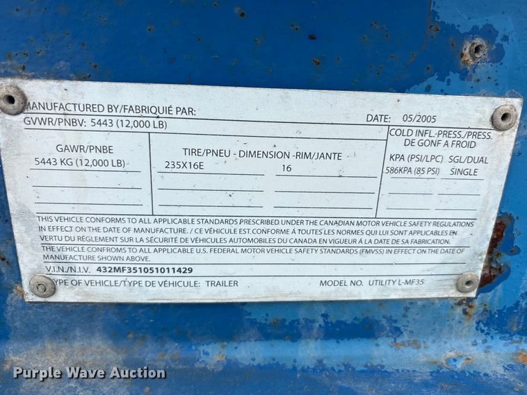 image for item EU0337 2005 Falcon Utility L-MF35 double drop deck trailer