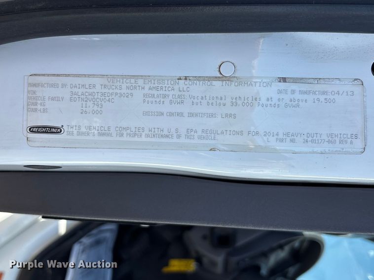 image for item EU8630 2014 Freightliner Business Class M2 truck cab and chassis