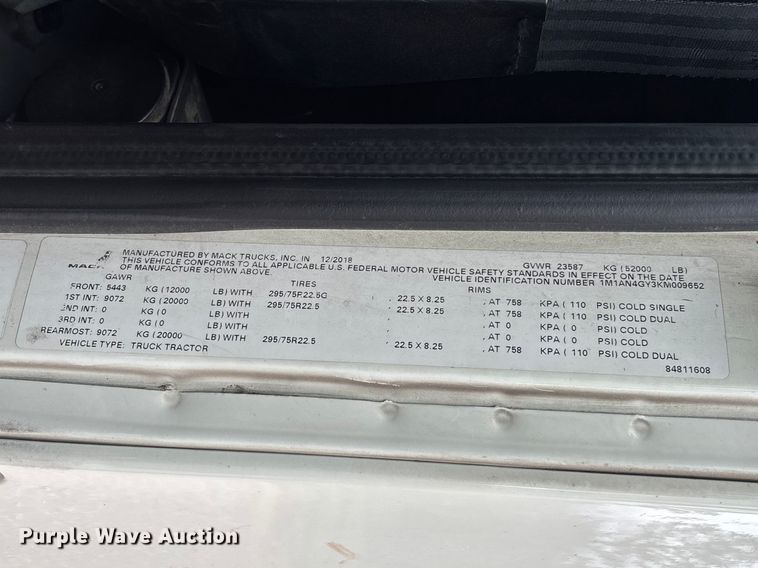 image for item FB3219 2019 Mack AN64T semi truck
