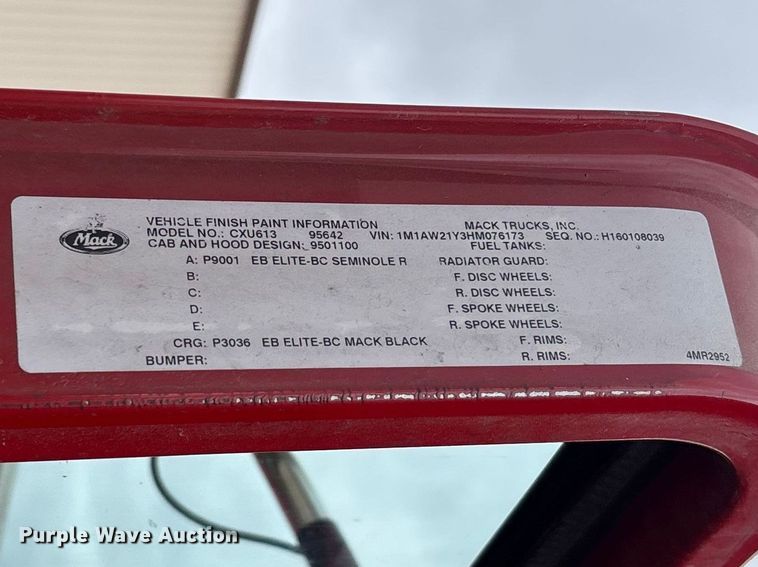 image for item FB3220 2017 Mack CXU613 semi truck