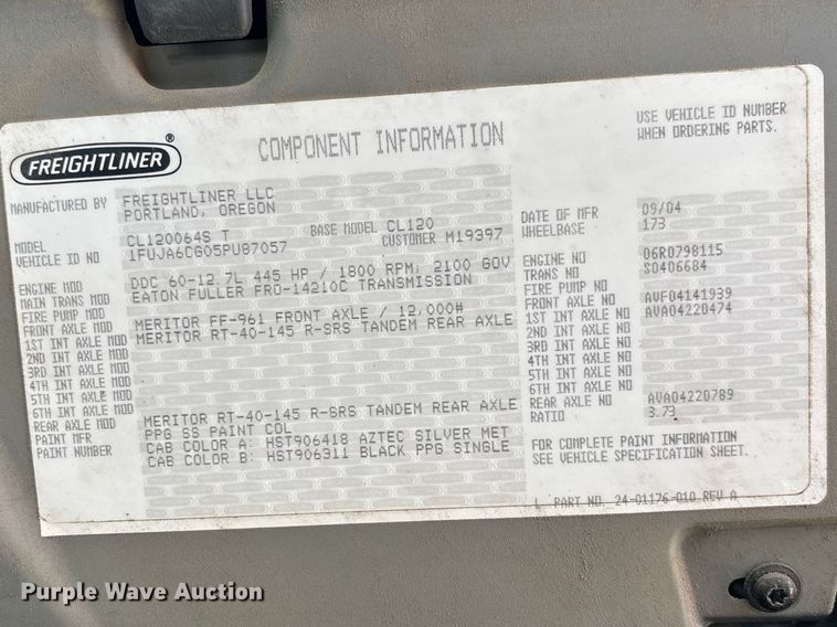 image for item FB3261 2005 Freightliner CL120 semi truck