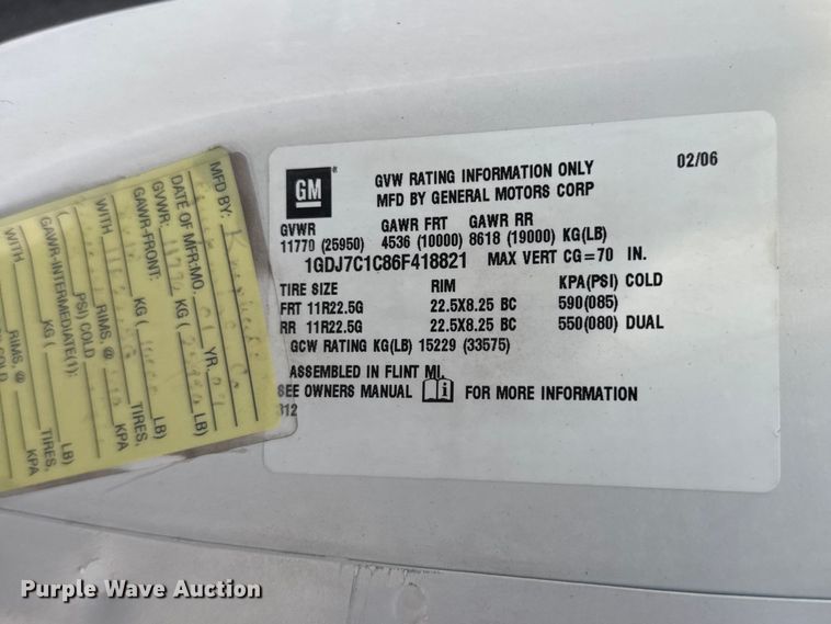 image for item FB7145 2006 GMC C7500 flatbed truck