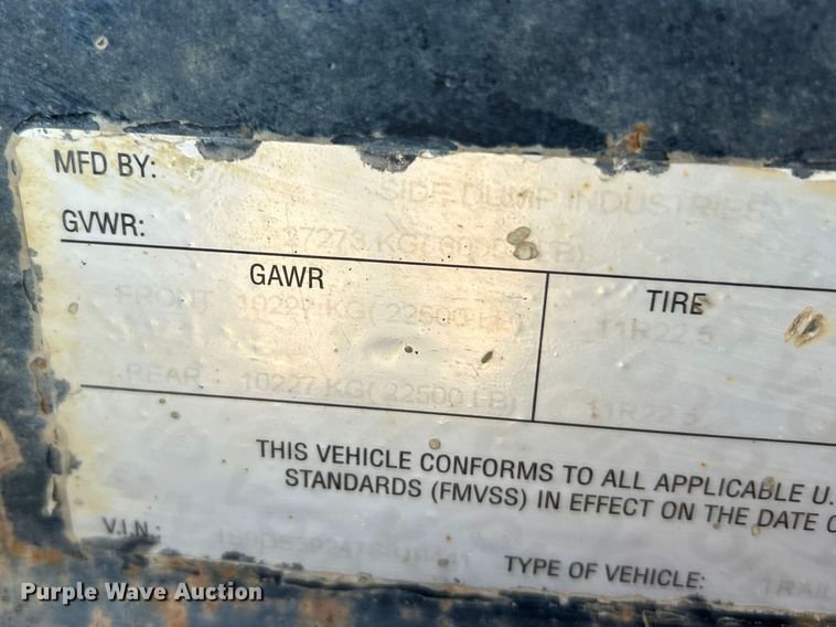 image for item FC5279 2007 Side Dump Industries DS39BCH1R2R11 side dump trailer