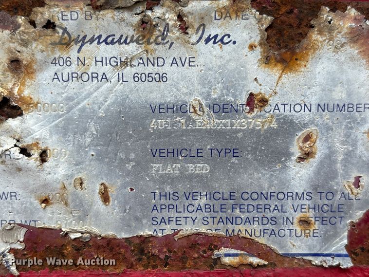 image for item FC5557 1999 Dynaweld tilt deck equipment trailer