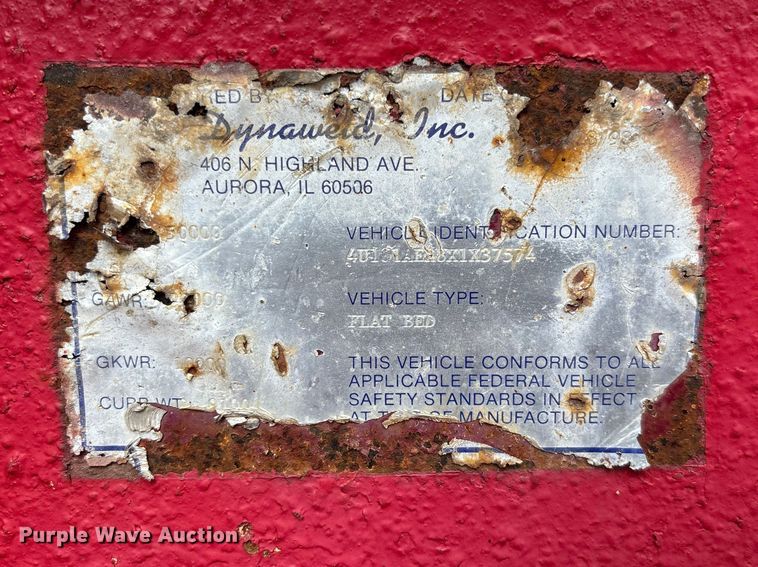 image for item FC5557 1999 Dynaweld tilt deck equipment trailer