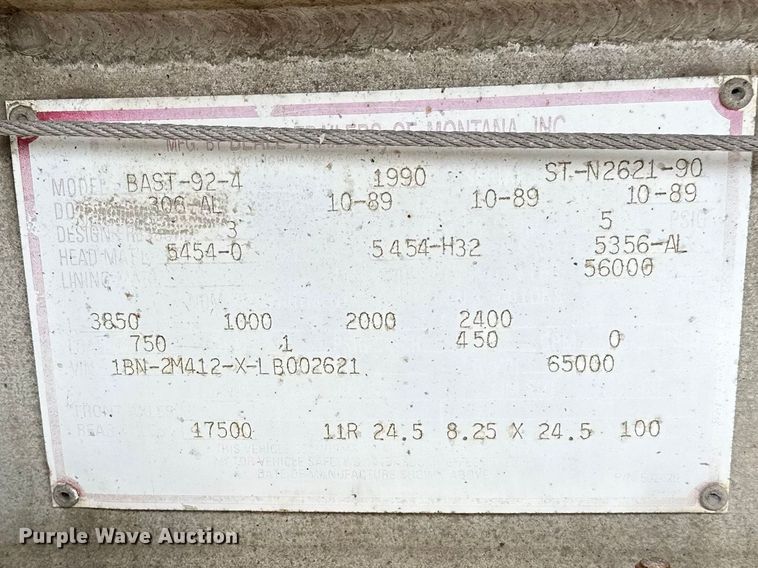 image for item FK0010 1990 Beall tank trailer