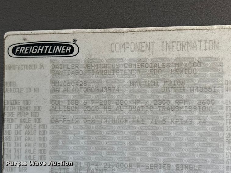 image for item FK1272 2016 Freightliner Business Class M2 refrigerated truck