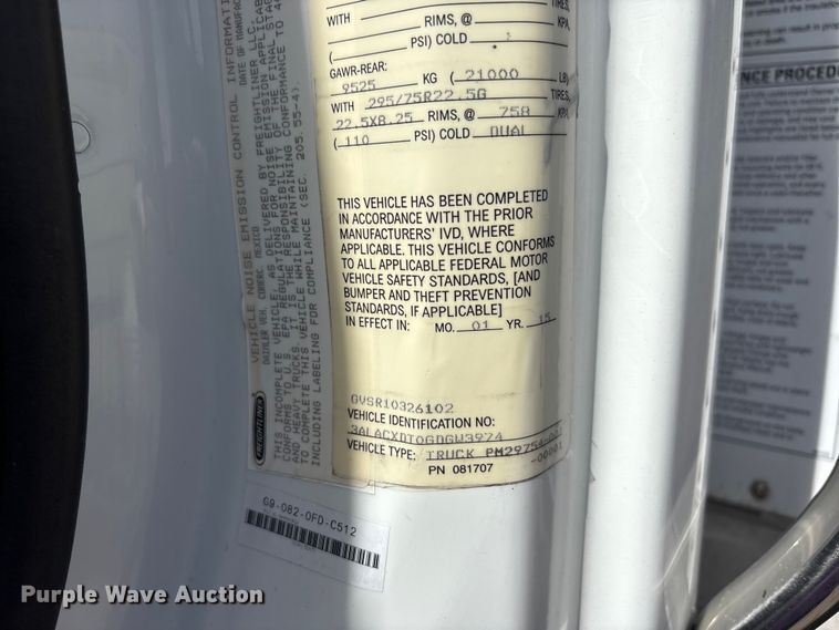 image for item FK1272 2016 Freightliner Business Class M2 refrigerated truck