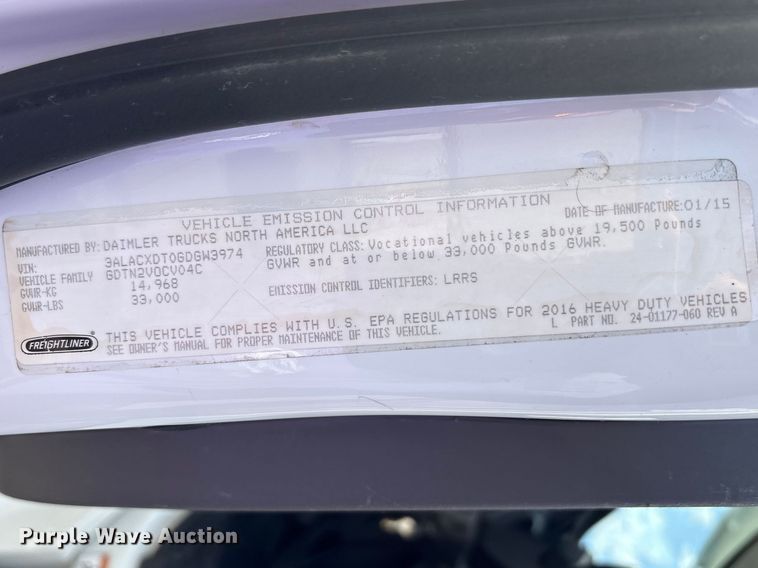 image for item FK1272 2016 Freightliner Business Class M2 refrigerated truck