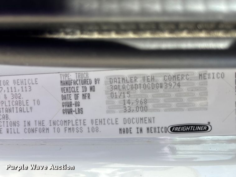 image for item FK1272 2016 Freightliner Business Class M2 refrigerated truck