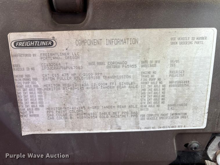 image for item FK1293 2006 Freightliner Coronado semi truck