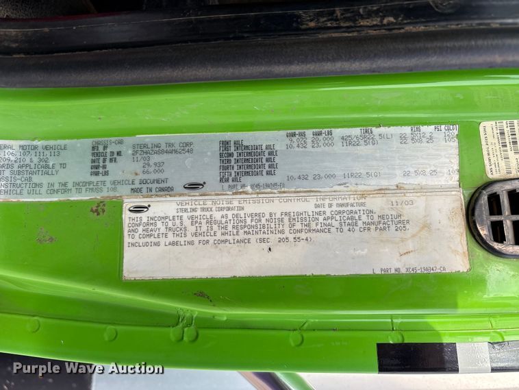 image for item FK1294 2004 Sterling L9500 vacuum truck