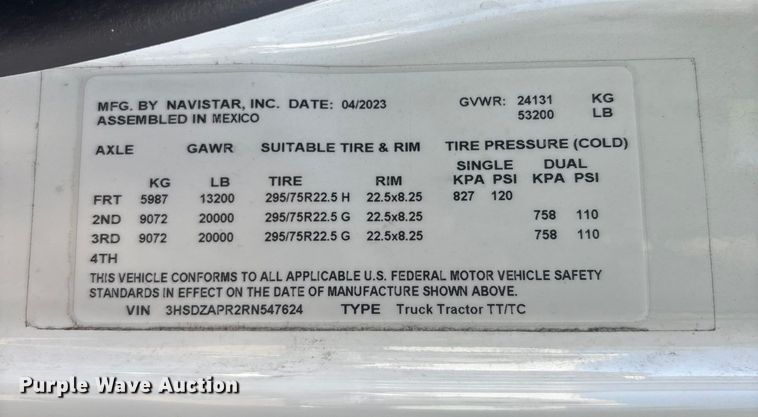 image for item YA1104 2024 International LT625 semi truck