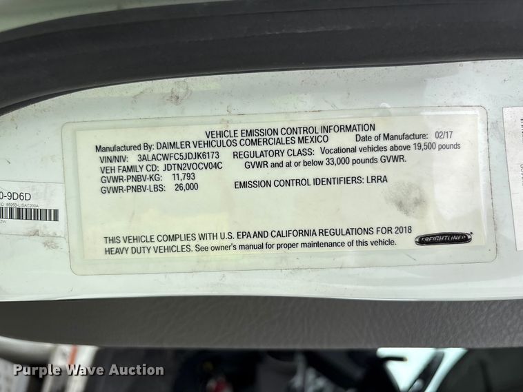 image for item YA1381 2018 Freightliner Business Class M2 box truck