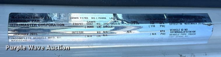 image for item YA1485 2015 International 4300 box truck