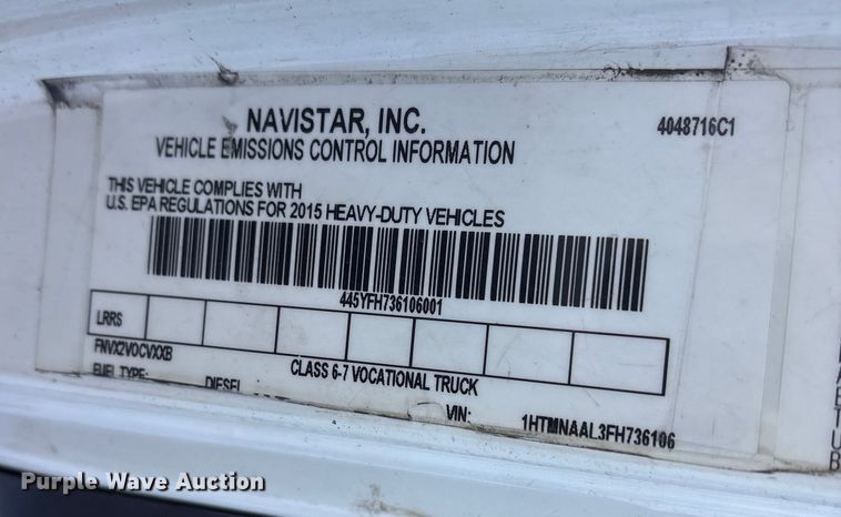 image for item YA1485 2015 International 4300 box truck